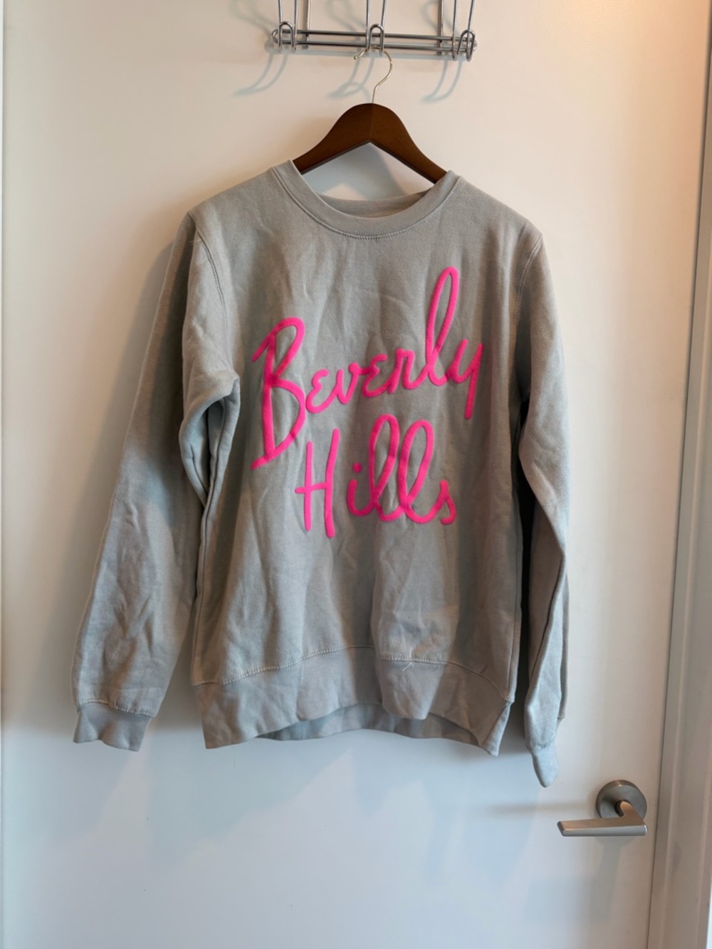 New Grey Sweatshirt with Hot Pink "Beverly Hills" Script